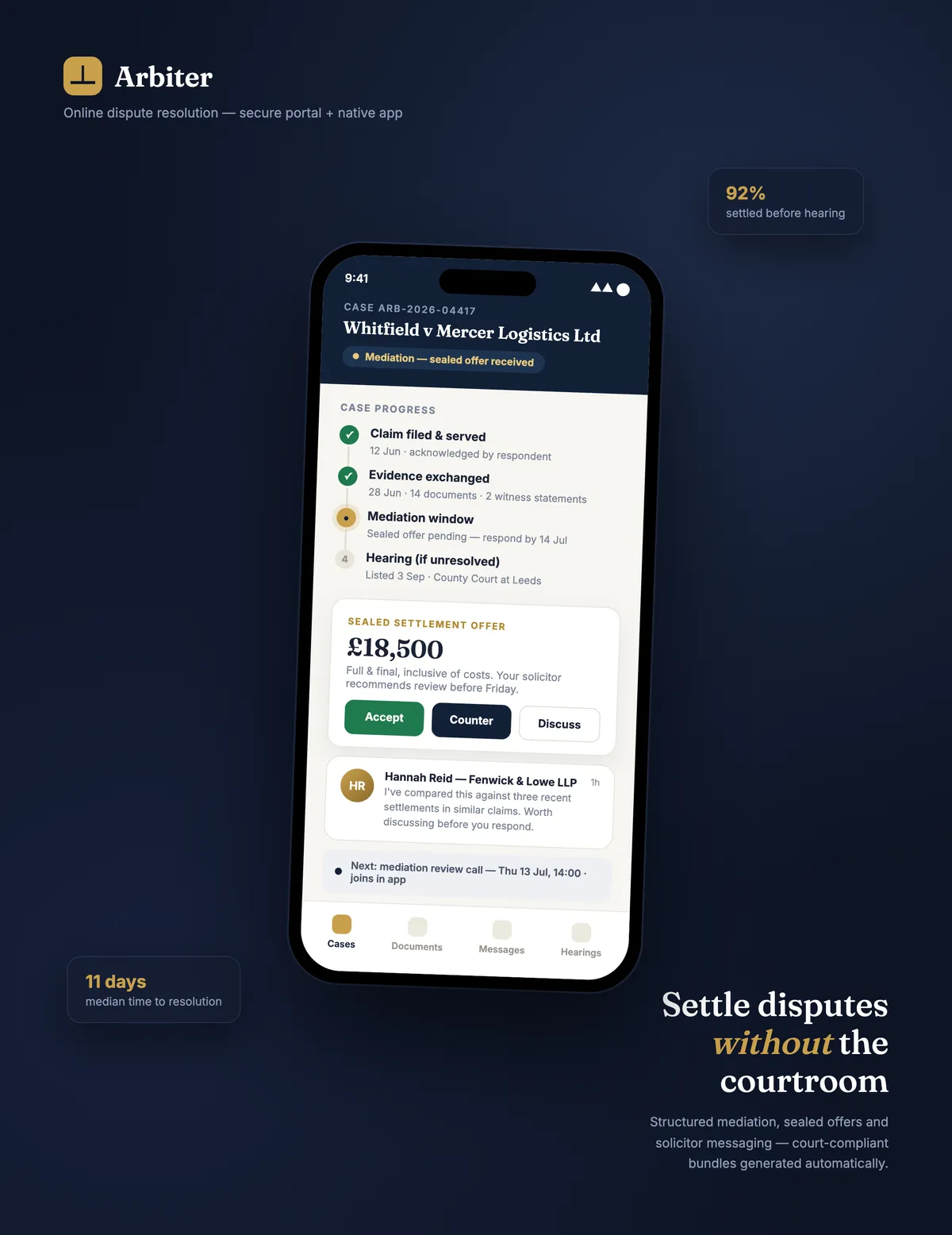 Arbiter online dispute resolution app