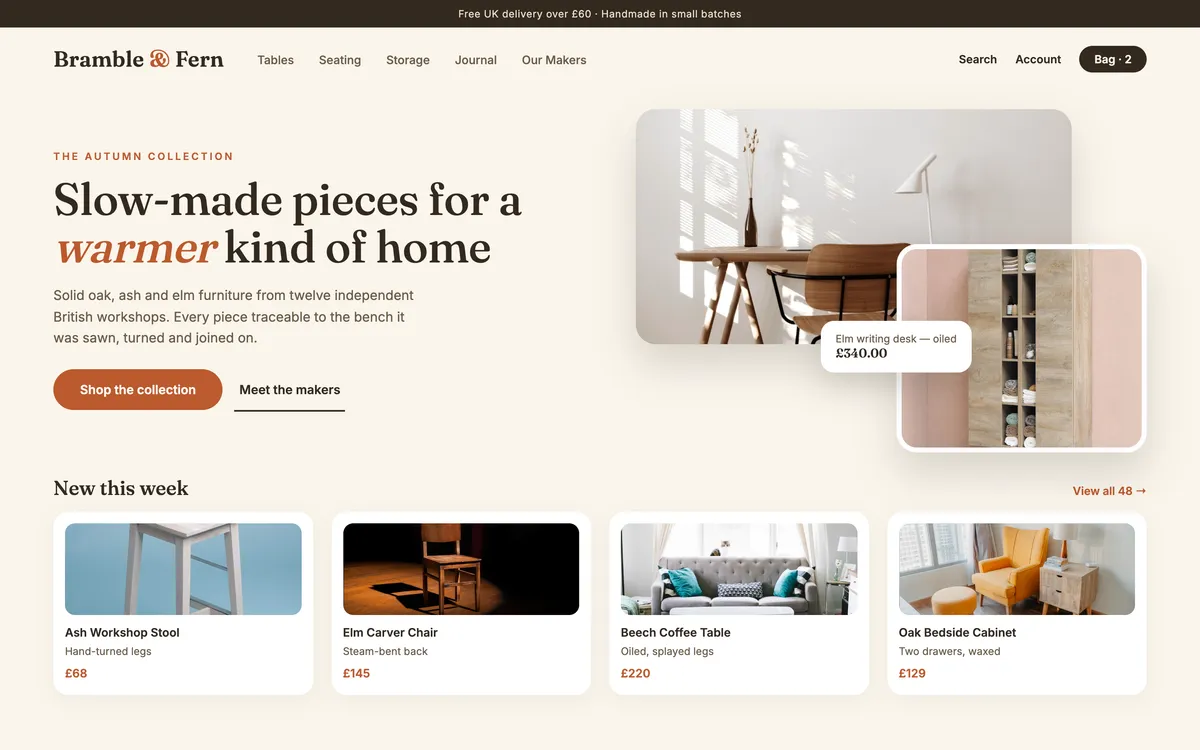 Bramble and Fern furniture e-commerce site